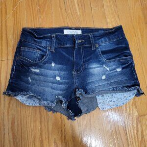 London Blue Floral Ripped Jean Shorts (Size 3)